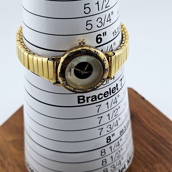 Fossil Women's Gold Tone Roman Numeral Bezel Watch SC-5494 Stretch Band Bold - Picture 6 of 6